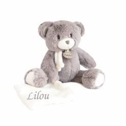 Baby'Nat - Pap'ours Peluche Avec Doudou Ours Gris 25 Cm