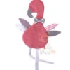 Kikadu Doudou Bio Attache Sucette Flamant Rose Rose Gris