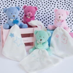 Baby'Nat Doudou Mouchoir Ours Fuchsia Blanc étoile -Jouets En Peluche Boutique 20190918101518ffe8b439xx