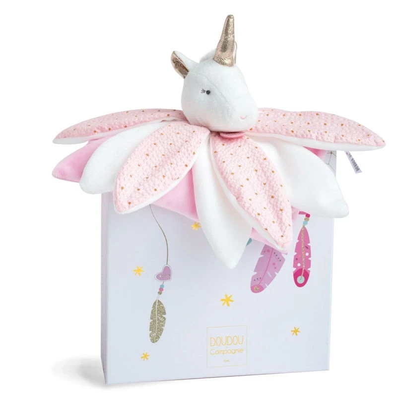 Doudou Et Compagnie - Attrape-rêve Doudou Pétale Licorne Rose Blanc étoile 1 Doudou Et Compagnie - Attrape-rêve Doudou Pétale Licorne Rose Blanc étoile