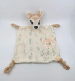 Disney - Bambi Le Faon - Doudou Plat Beige Feuille 30 Cm