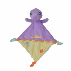 Nicotoy Doudou Bébé Dinosaure Violet Jaune 40 Cm