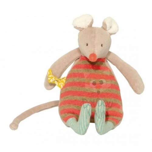 Moulin Roty Biscotte Et Pompon Doudou Hochet Souris Grise