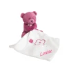 Baby'Nat Doudou Mouchoir Ours Fuchsia Blanc étoile