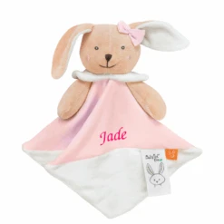 Baby'Nat - Coton BIO - Doudou Plat Lapin Rose 25 Cm