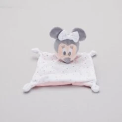 Disney Minnie La Souris Doudou Plat Blanc Rose 20 Cm