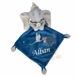 Disney Dumbo L'éléphant Doudou Plat Bleu Cigogne 25 Cm