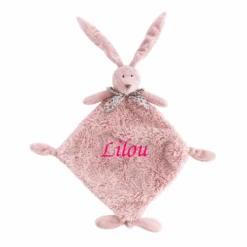 Dimpel - Flo Le Lapin - Grand Doudou Plat Rose 35 Cm