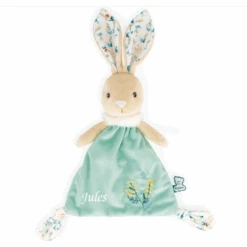 Kaloo - Fripons - Doudou Plat Triangle Justin Le Lapin Vert 20 Cm