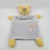 Mots D'enfants Doudou Plat Léopard Blanc Jaune Gris 30 Cm