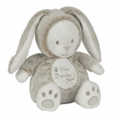 Nicotoy Laline Nature Peluche Ours Déguisé En Lapin Blanc Gris 20 Cm