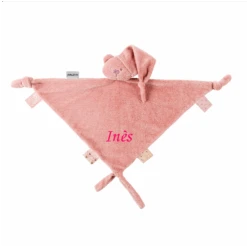 Nattou Lapidou Maxi Doudou Plat écoconçu Ours Vieux Rose 40 Cm