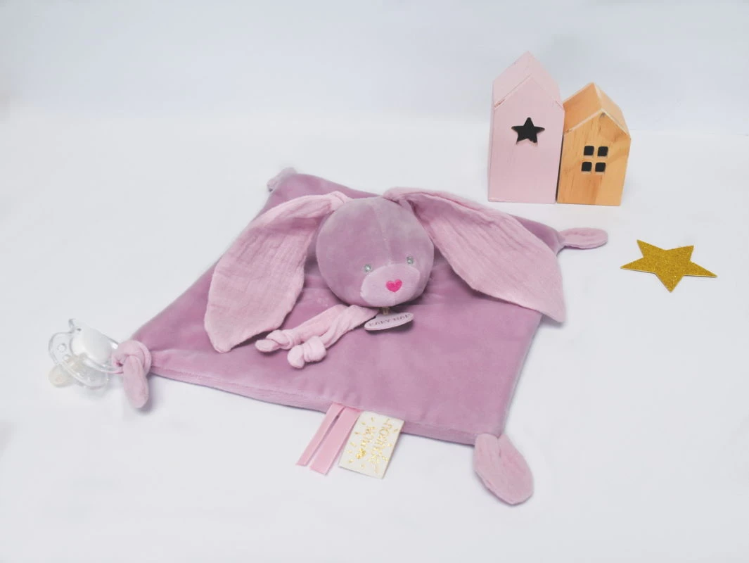 Baby'Nat - Lapin Lange - Doudou Plat Violet 25 Cm 3 Baby'Nat - Lapin Lange - Doudou Plat Violet 25 Cm – Image 3