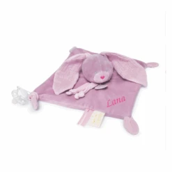 Baby'Nat - Lapin Lange - Doudou Plat Violet 25 Cm