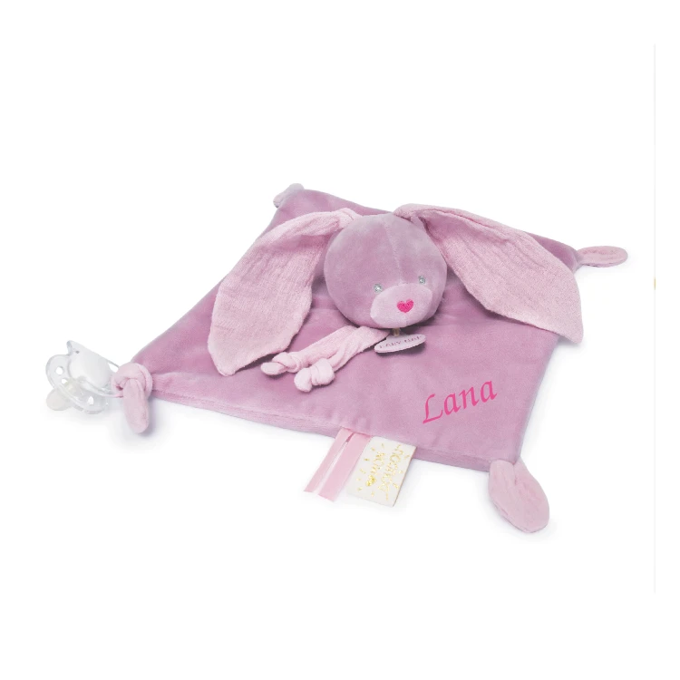 Baby'Nat - Lapin Lange - Doudou Plat Violet 25 Cm 1 Baby'Nat - Lapin Lange - Doudou Plat Violet 25 Cm