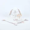 Pommette Doudou Lapin Oiseau Mouchoir Blanc Fleur 30 Cm