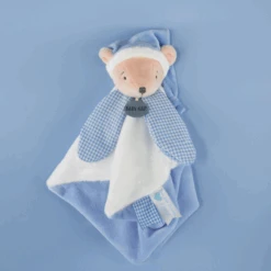 Baby'Nat - Layette - Doudou Plat Ours Blanc Bleu 25 Cm