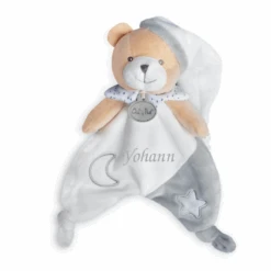 Baby'Nat - Les Luminescents - Doudou Plat Ours Blanc Gris