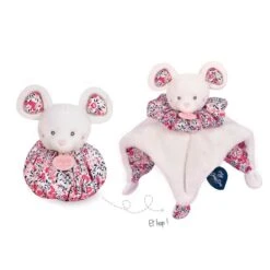 Doudou Et Compagnie - Les Petits Fûtés - Doudou Boule Souris Blanc Rose 25 Cm