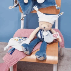 Doudou Et Compagnie - Les Petits Fûtés - Ours Pantin à Histoire Bleu 35 Cm