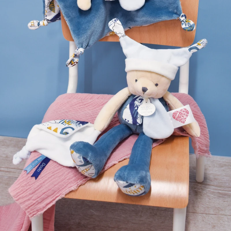 Doudou Et Compagnie - Les Petits Fûtés - Ours Pantin à Histoire Bleu 35 Cm 1 Doudou Et Compagnie - Les Petits Fûtés - Ours Pantin à Histoire Bleu 35 Cm