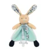 Baby'Nat - Les Poupis - Doudou Attache-sucette Lapin Bleu Marine 17 Cm