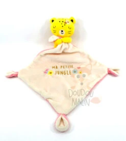 Mots D'enfants Doudou Lion Guépard Jaune Rose Ma Petite Jungle 30 Cm