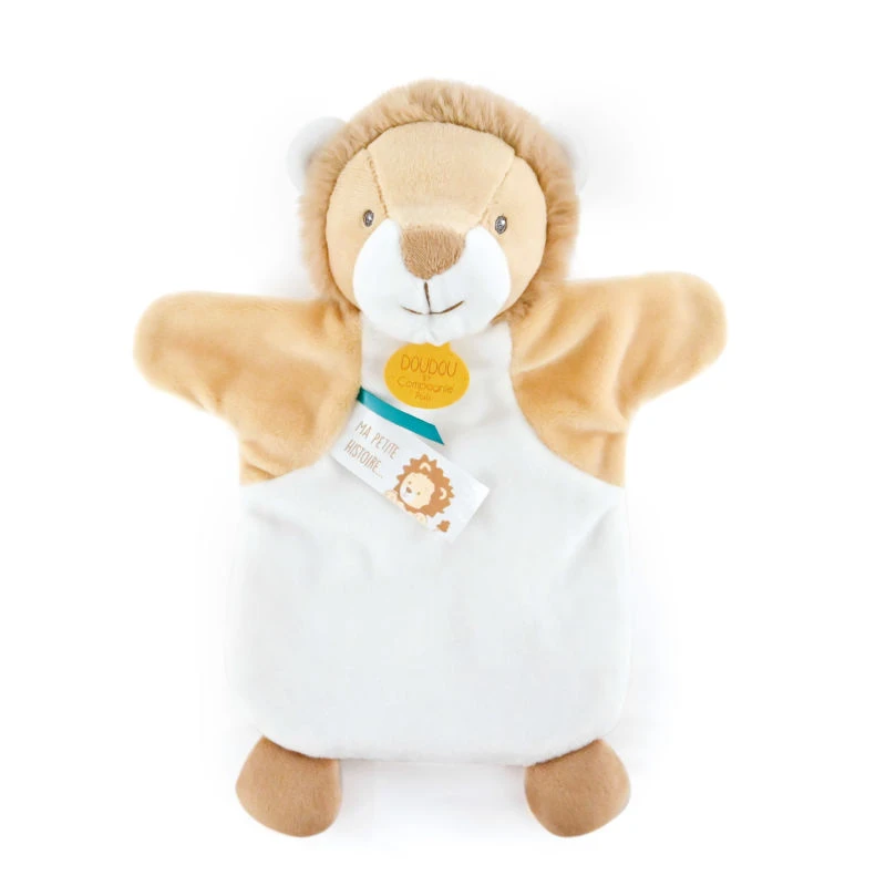 Doudou Et Compagnie - Marionnette Lion Blanc Jaune 25 Cm 2 Doudou Et Compagnie - Marionnette Lion Blanc Jaune 25 Cm – Image 2