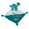 Tex Doudou Mouchoir Dinosaure Vert Blanc Bleu Oeuf 25 Cm