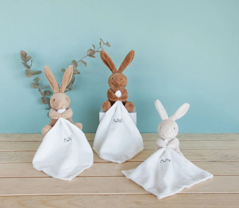 Baby'Nat Doudou Mouchoir Lapin Marron Foncé 4 Baby'Nat Doudou Mouchoir Lapin Marron Foncé – Image 4