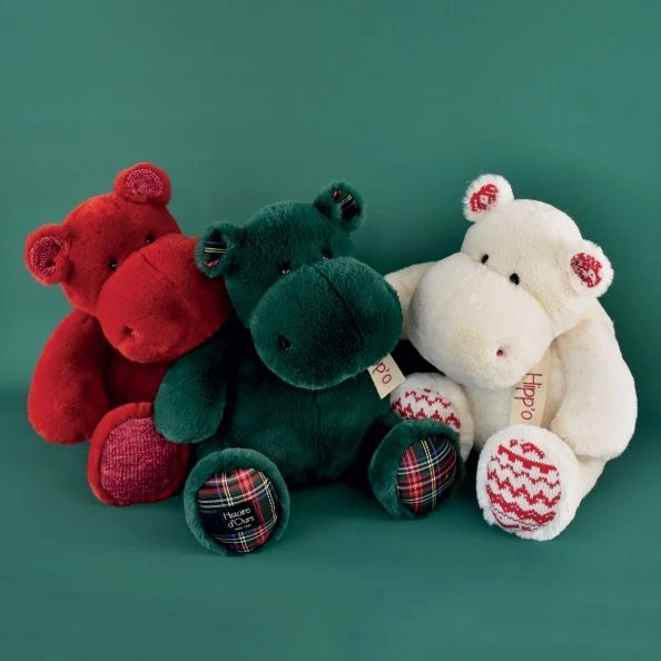 Histoire D'ours - Peluche Hippopotame Blanc Noël 40 Cm 2 Histoire D'ours - Peluche Hippopotame Blanc Noël 40 Cm – Image 2