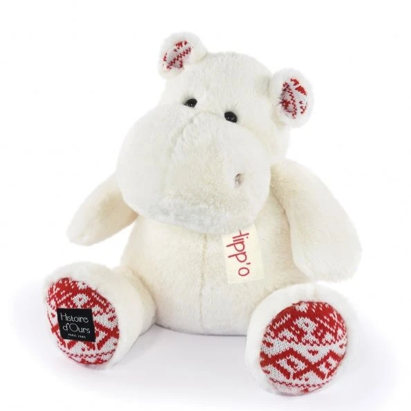 Histoire D'ours - Peluche Hippopotame Blanc Noël 40 Cm 1 Histoire D'ours - Peluche Hippopotame Blanc Noël 40 Cm