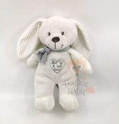 Pommette - Peluche Lapin Blanc Mon Petit Coeur 30 Cm