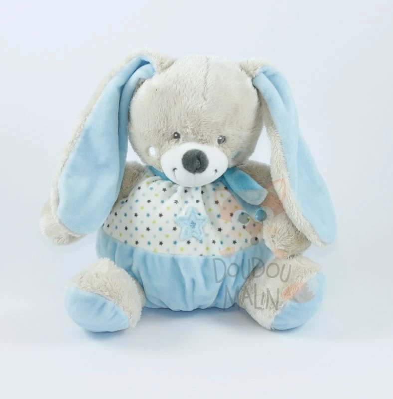 Mots D'enfants Peluche Lapin Bleu Beige étoile écharpe 1 Mots D'enfants Peluche Lapin Bleu Beige étoile écharpe