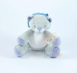 Luc Et Léa Peluche Lion Gris Bleu