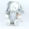 Mots D'enfants Doudou Peluche Ours Déguisé En Lapin Bleu Blanc Gris