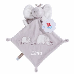 Nicotoy Doudou Plat Fiffan L'éléphant Gris 25 Cm