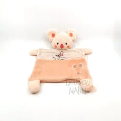 Mots D'enfants Doudou Plat Koala Rose Blanc Mes Vacances à La Mer 25 Cm