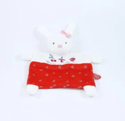 Mots D'enfants Doudou Plat Lapin Rouge Blanc Petite Cueillette Fraise