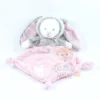 Mots D'enfants Doudou Plat Ours Déguisé En Lapin Rose Blanc Gris