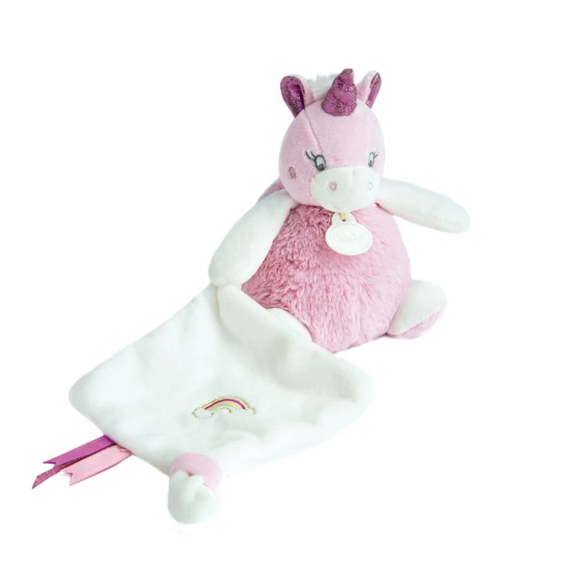 Baby'Nat - Poussière D'étoiles - Doudou Mouchoir Licorne Rose Fuchsia Blanc 25 Cm 1 Baby'Nat - Poussière D'étoiles - Doudou Mouchoir Licorne Rose Fuchsia Blanc 25 Cm