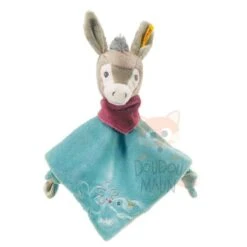 Steiff Doudou Plat Issy L'âne Bleu Beige