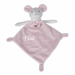 Tex - Doudou Souris Plat Rose Fleur 25 Cm