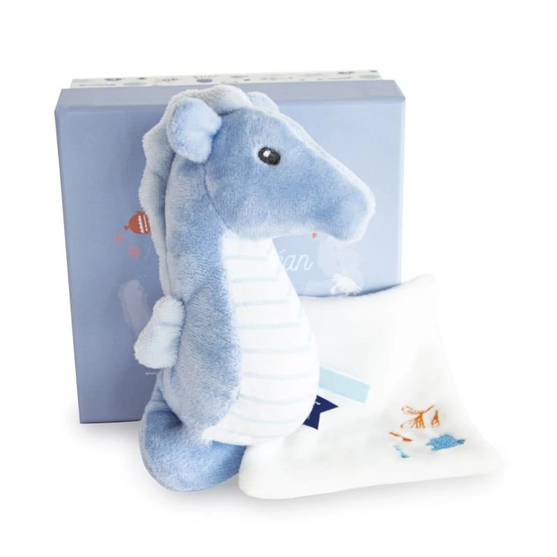 Doudou Et Compagnie - Sous L'océan Hippocampe Bleu Avec Doudou 20 Cm 2 Doudou Et Compagnie - Sous L'océan Hippocampe Bleu Avec Doudou 20 Cm – Image 2